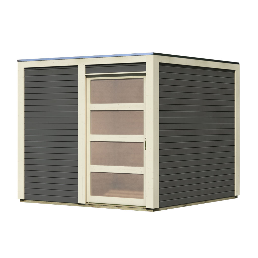 Karibu Gartenhaus Qubic 1 terragrau