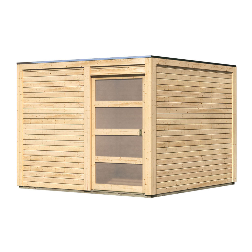 Karibu Gartenhaus Qubic 2 naturbelassen