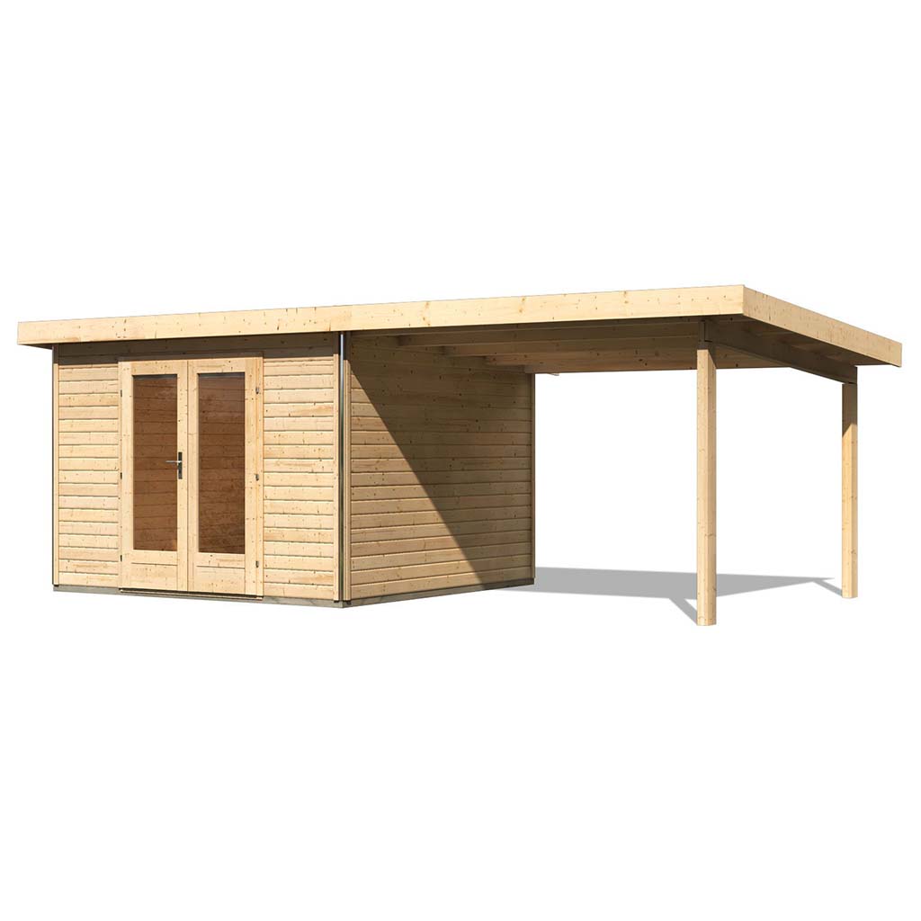 Karibu Pultdach Gartenhaus Radeburg 1 inkl. 3 m Anbaudach