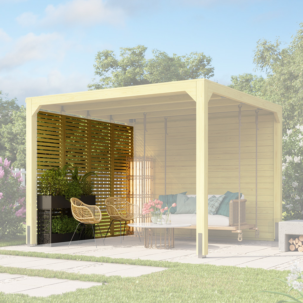 Karibu Pavillon Cubus Lamellenwand