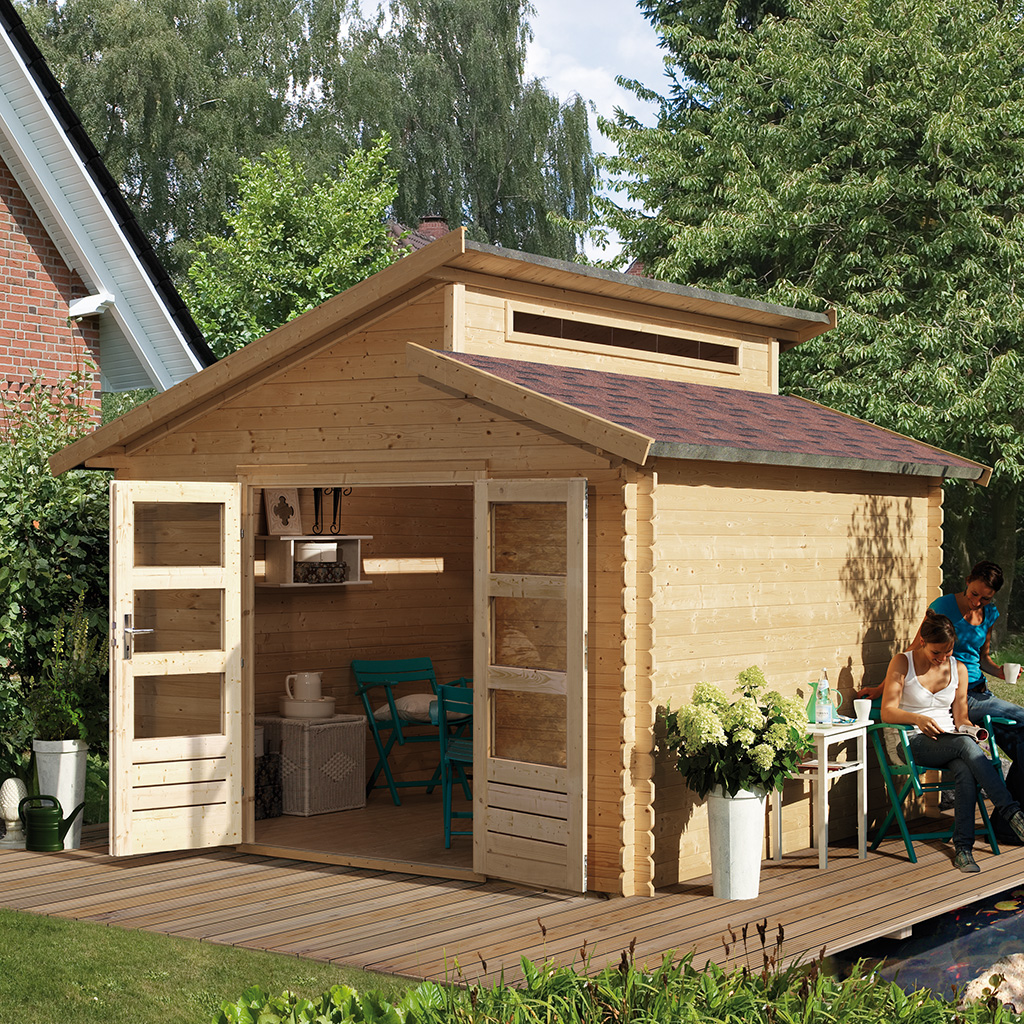 Karibu 28 mm Blockbohlen Gartenhaus Värmland 1