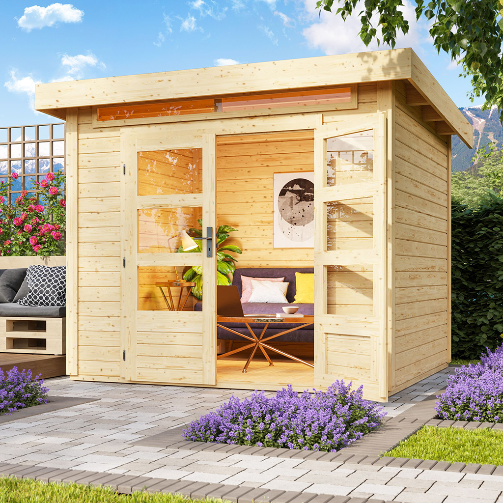 Karibu 28 mm Gartenhaus Kandern 3 naturbelassen
