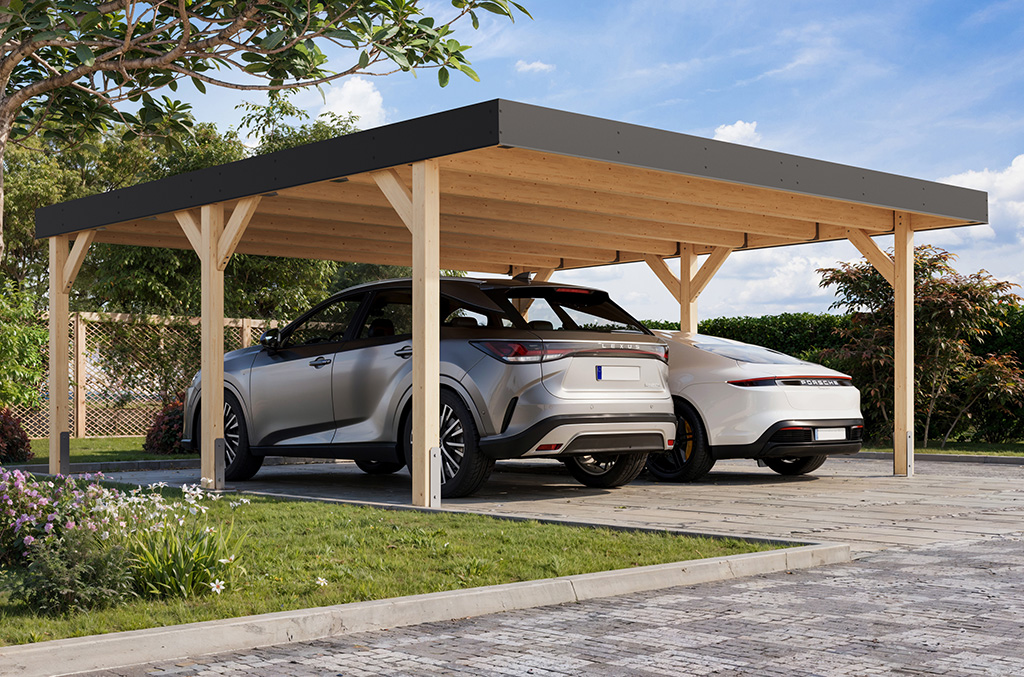 Karibu Doppel Carport Leimholz 1