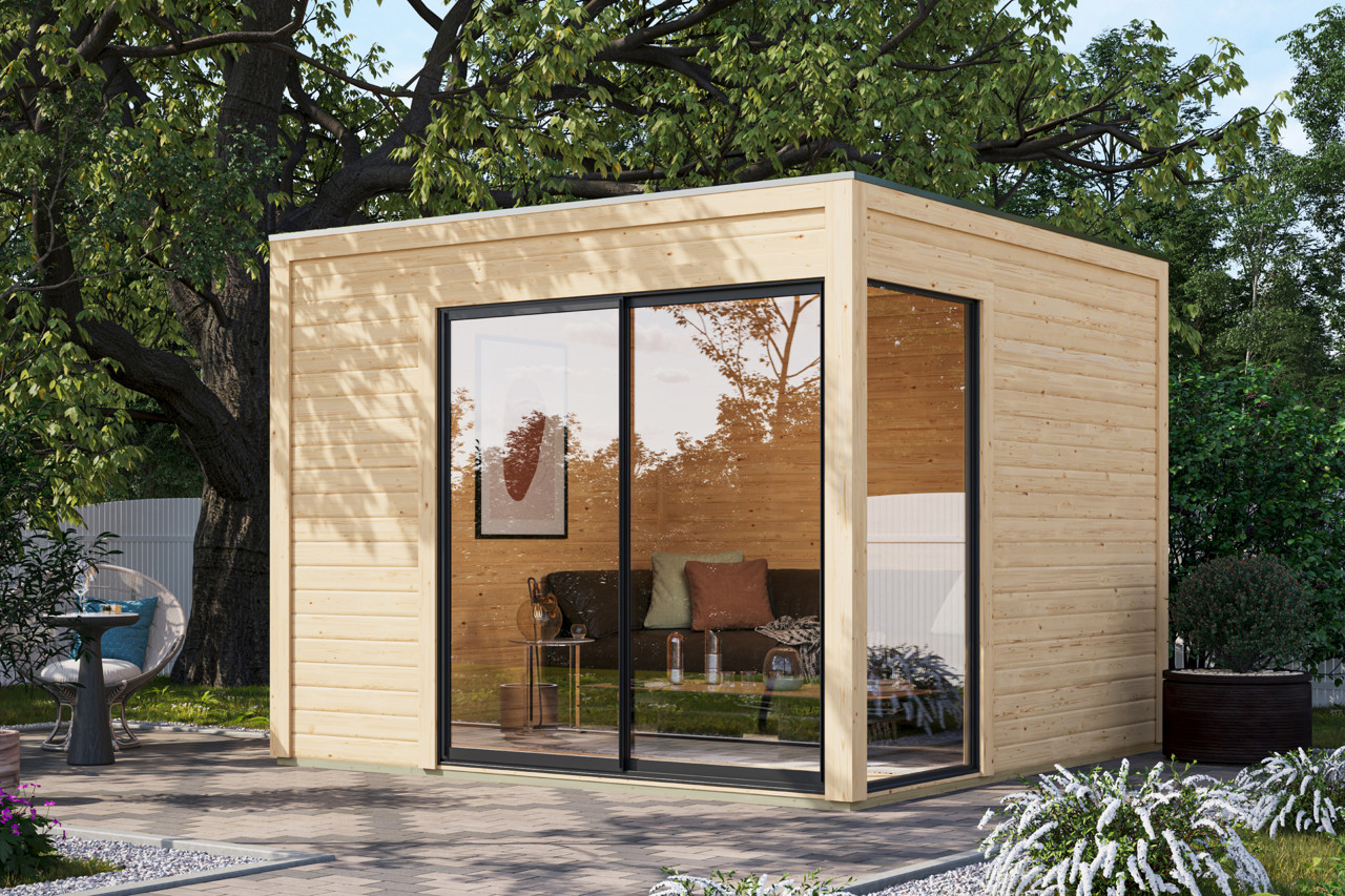 Karibu 38 mm Gartenhaus Dice 1 naturbelassen 308 x 308 cm
