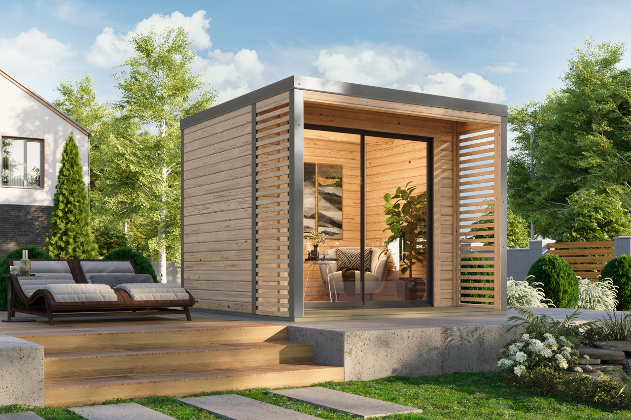 Karibu 38 mm Gartenhaus Saturn naturbelassen 273 x 273 cm