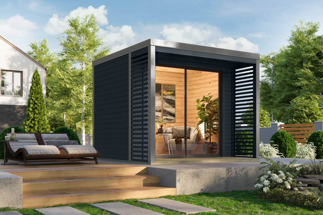 Karibu 38 mm Gartenhaus Saturn anthrazit 273 x 273 cm