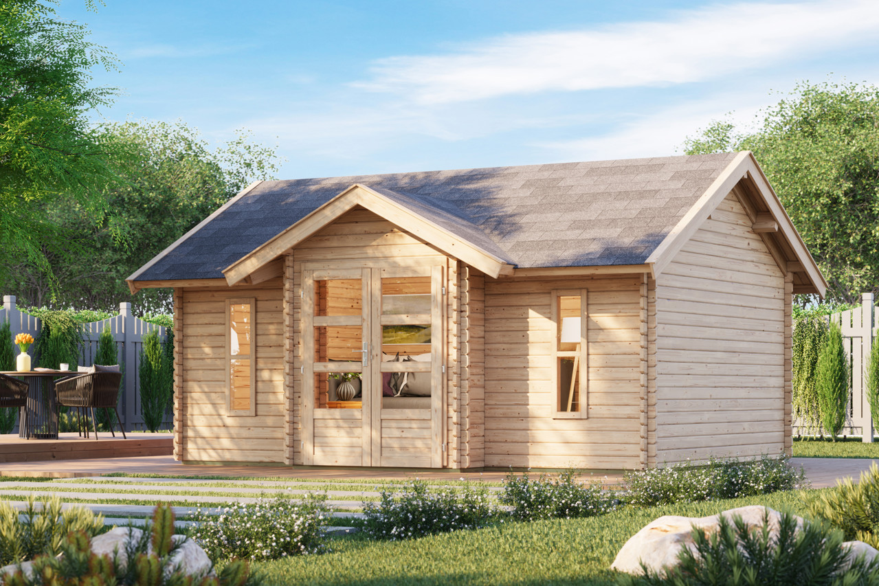 Karibu Gartenhaus Nordland aus 38 mm Blockbohlen nordische Fichte