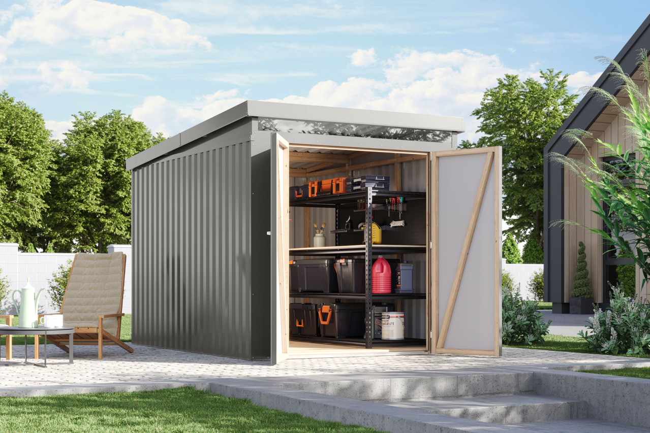 Karibu Metall Gerätehaus Iridium 2,5 graualuminium